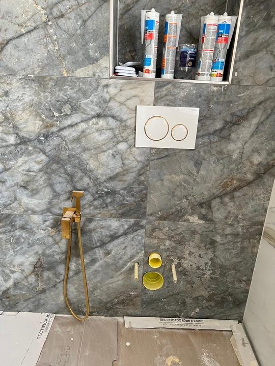 Detail: Bidet-Brause und Betätigungsplatte